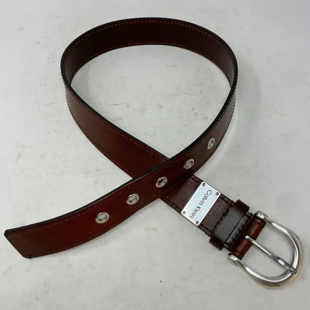 Calvin Klein Vintage Y2K Brown Leather Belt Size Small